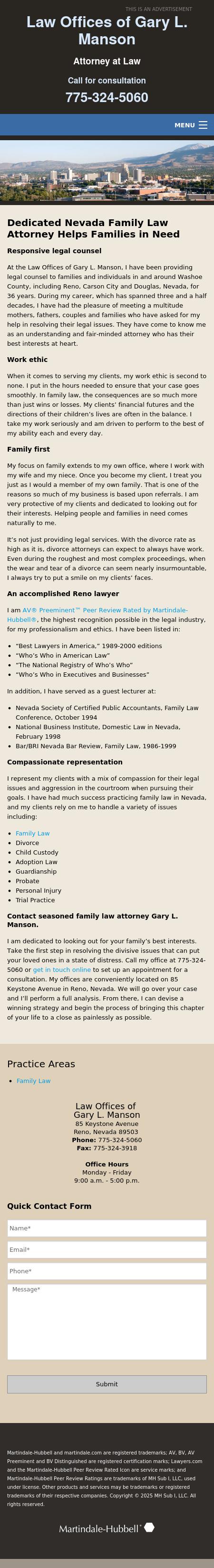 Law Offices of Gary L. Manson - Reno NV Lawyers